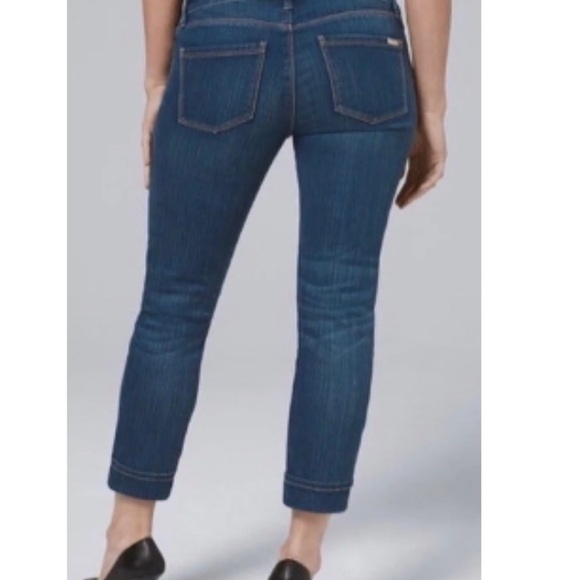 WHBM Slim Crop Mid Rise Cuffed Skinny Jeans Medium Wash Size 2 Denim Blue - Picture 2 of 11